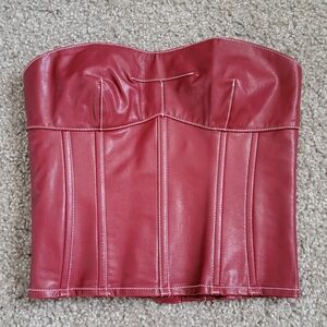 Faux leather burgundy corset